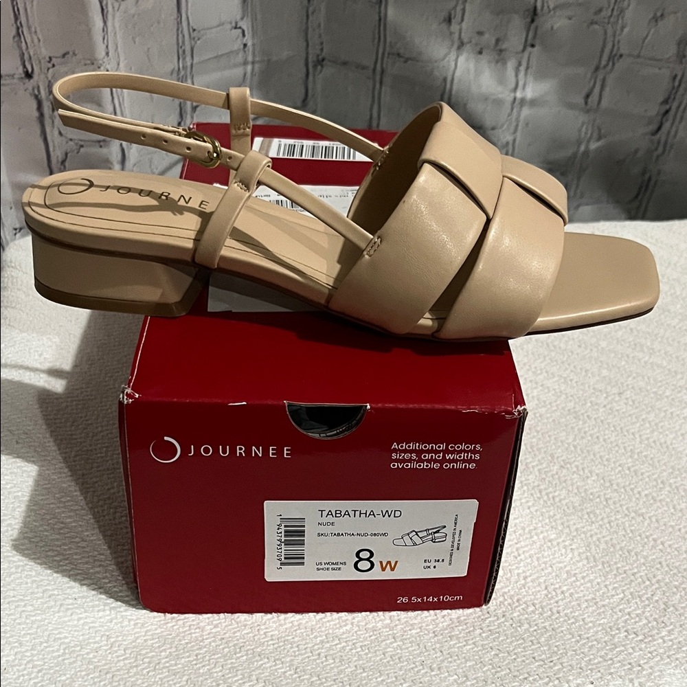 Journee Collection Beige Block Heel Sandals